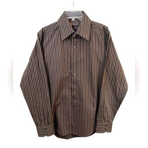 LEVEL TEN MENS CASUAL BOTTON DOWN DRESS SHIRT SIZE LARGE TWO BUTTON NECK.